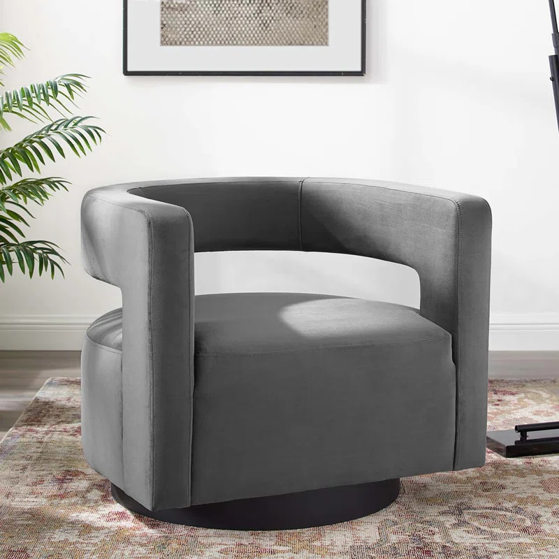 Modway Spin Cutaway Performance Velvet Swivel Armchair
