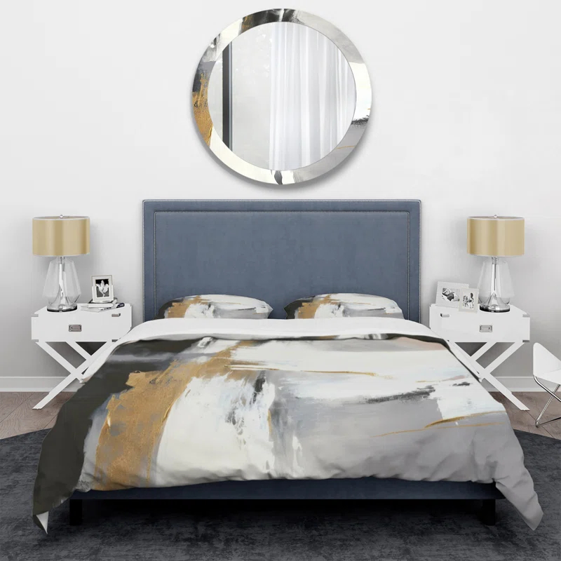 Design Art Black And Gold Harmony Of Marble VI - Abstract Marble Duvet Cover Set - Microfiber Polyester
