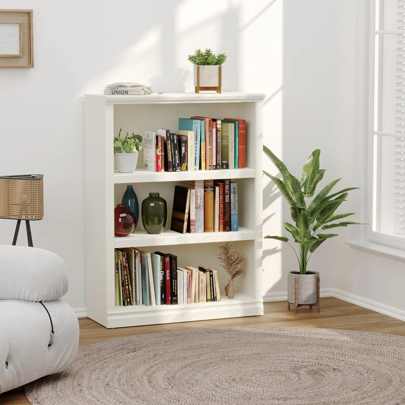 Bookcase, Open Storage Book Cases/Shelves, Floor Standing Indoor Furniture 3 Shelf Book Case For Farmhouse Library Office Bedroom