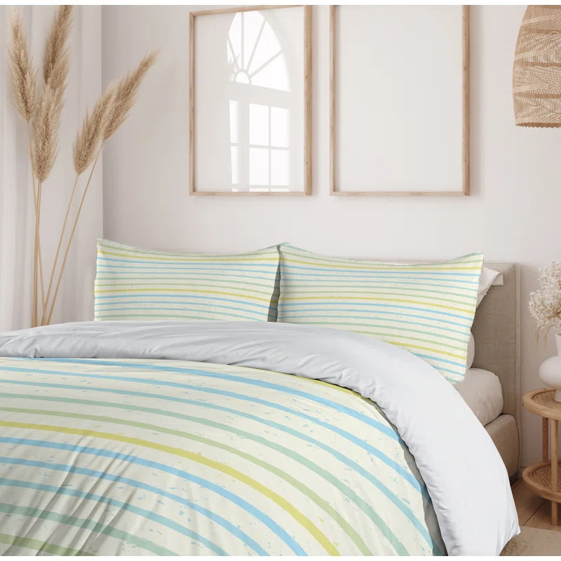 Ambesonne Striped Farmhouse / Country Striped Duvet Cover Set
