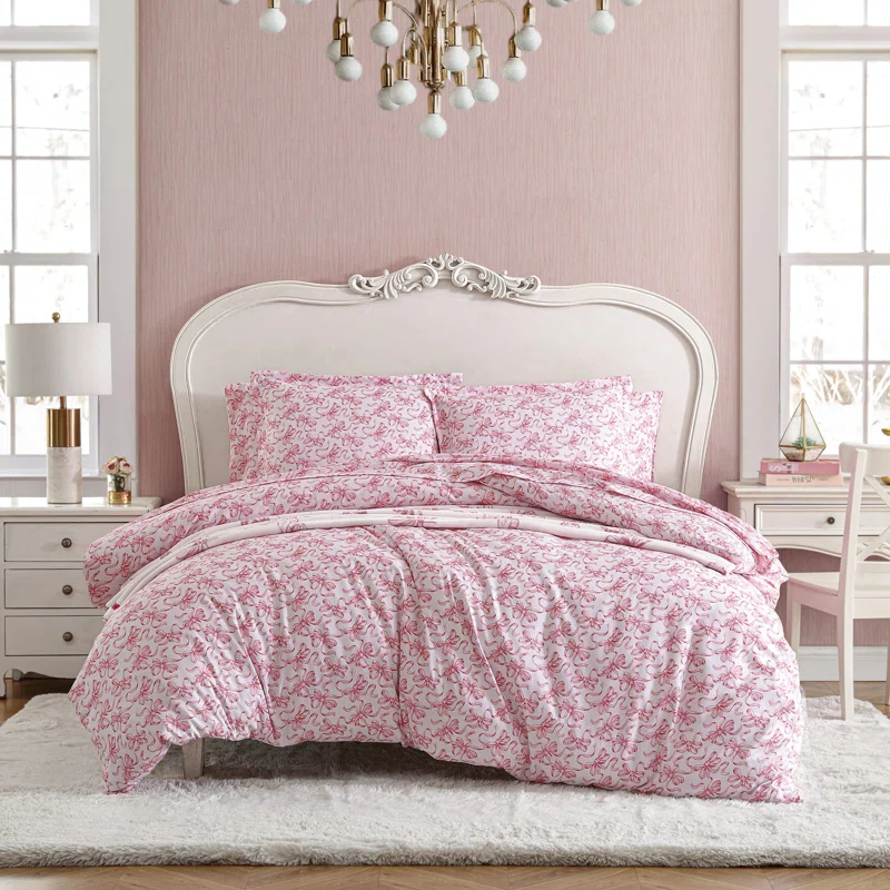 Betsey Johnson Betsey Johnson Ballet Bows Pink Reversible Duvet Cover Set