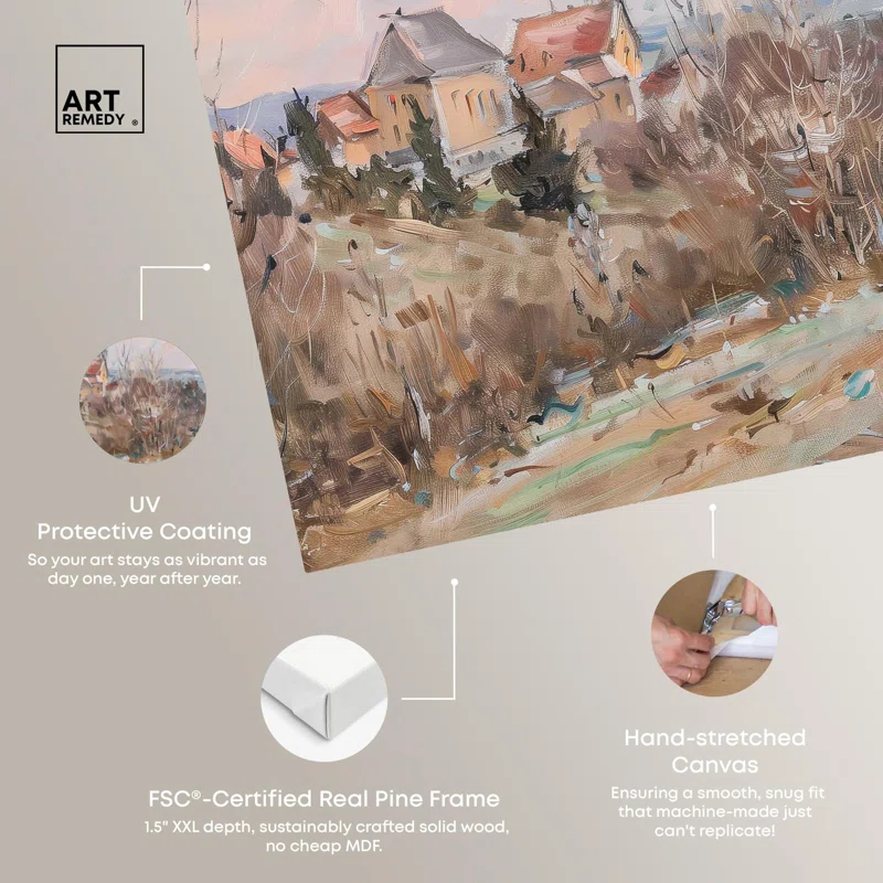 Art Remedy Little Town Canvas Classic Landscape Art by Art Remedy