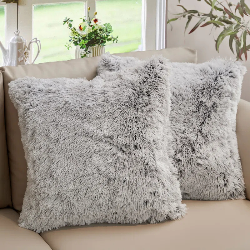 Cheer Collection Faux Fur Throw Pillow (Set of 2)