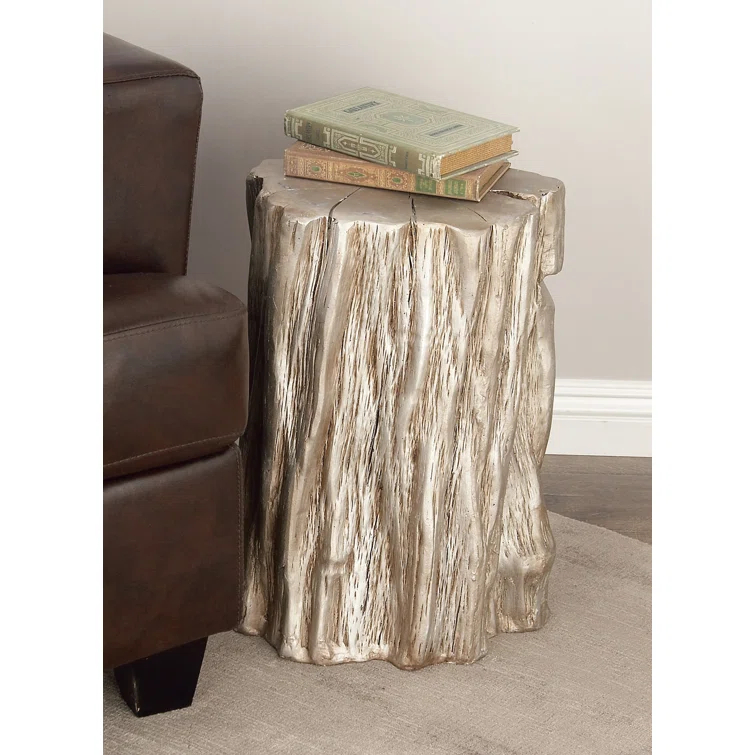 Union Rustic Vezina Fiberglass Tree Trunk Side End Accent Table