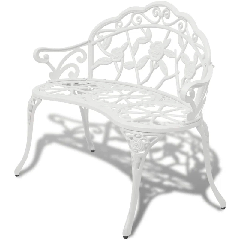 Outdoor Patio Bench Garden Bench Furniture with Armrests Cast Aluminum