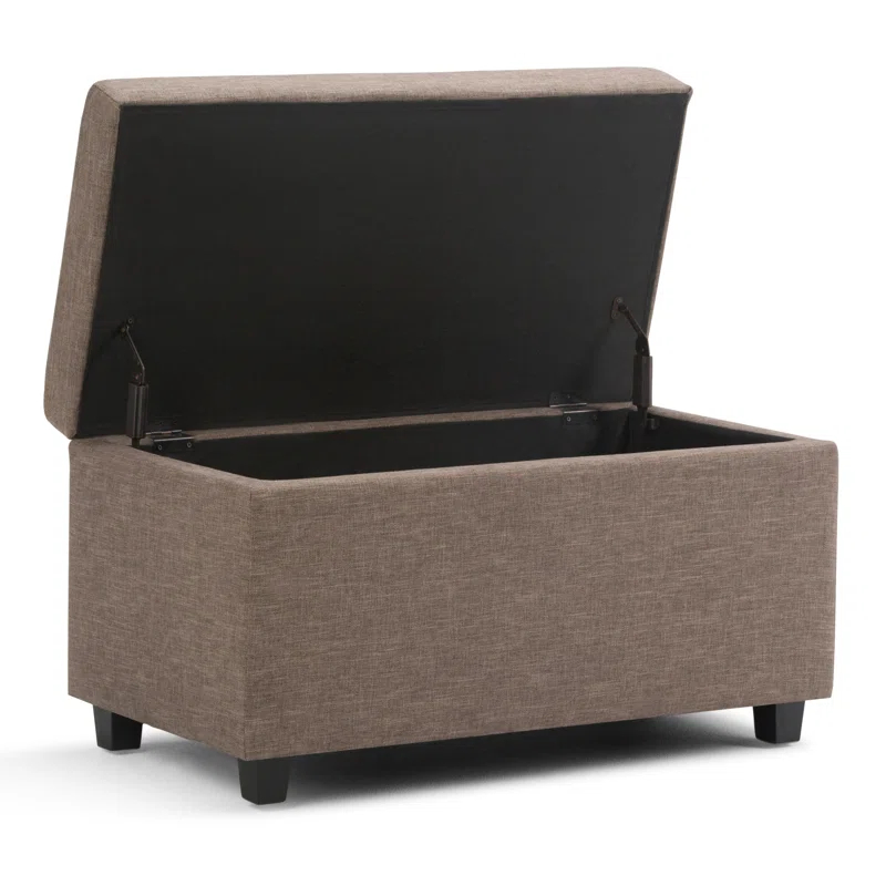 Simpli Home Darcy 33"W Upholstered Storage Ottoman Bench with Large Interior Storage and Child Safety Hinges