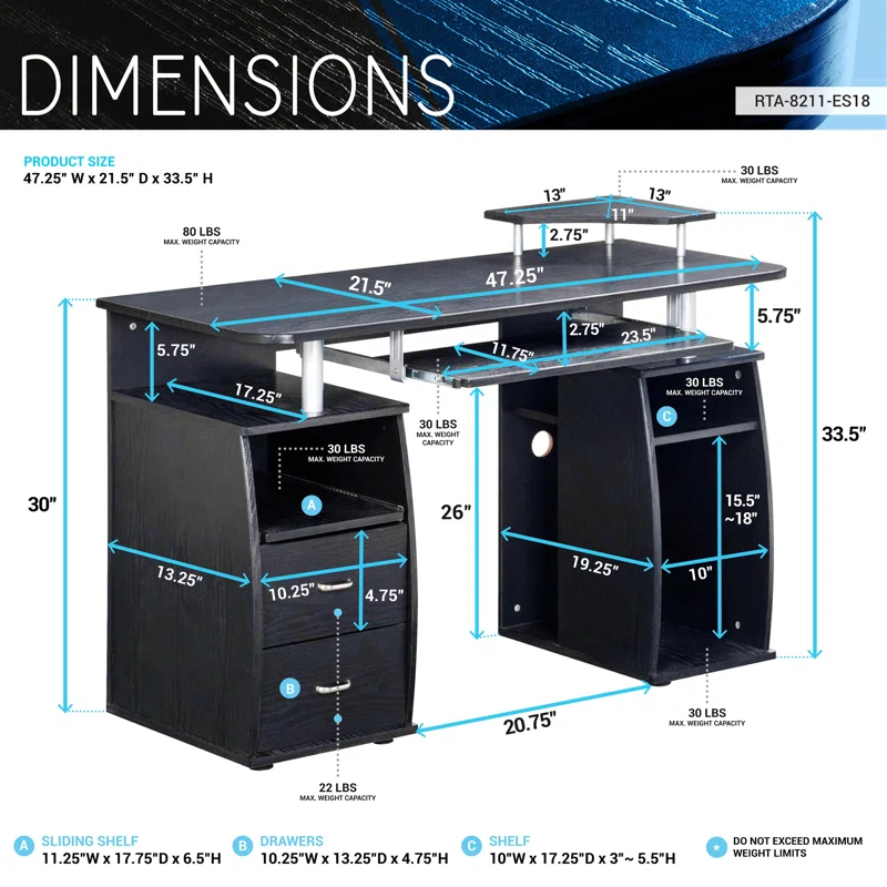 Hokku Designs Techni Mobili Complete Computer Workstation Desk With Storage