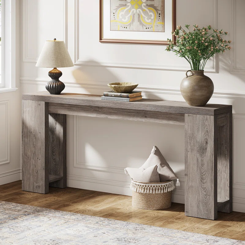 Millwood Pines 70.9" Console Table For Entryway, Farmhouse Wood Sofa Couch Tale