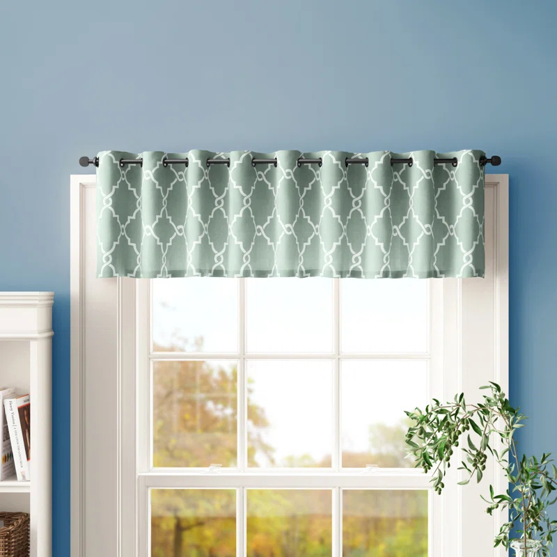 Madison Park Saratoga Fretwork Print Grommet Top Window Valance