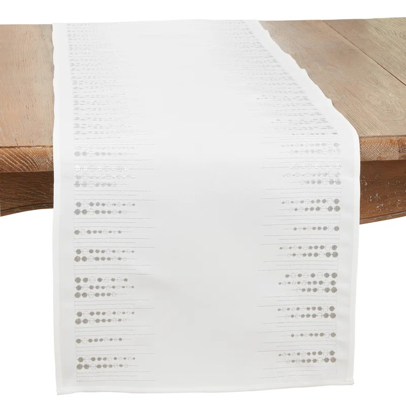 Saro Charming Embroidered Dots Table Runner