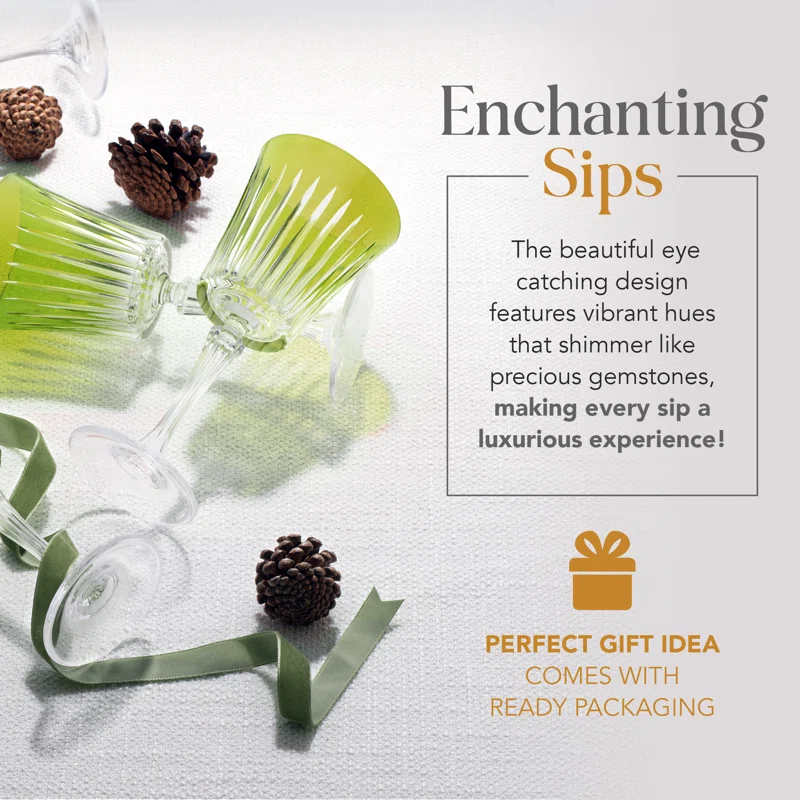 Barski Colored Wine Glasses - Set of 6 Wine Goblets - Glassware - Water Goblets - 7.5 oz (Set of 6)