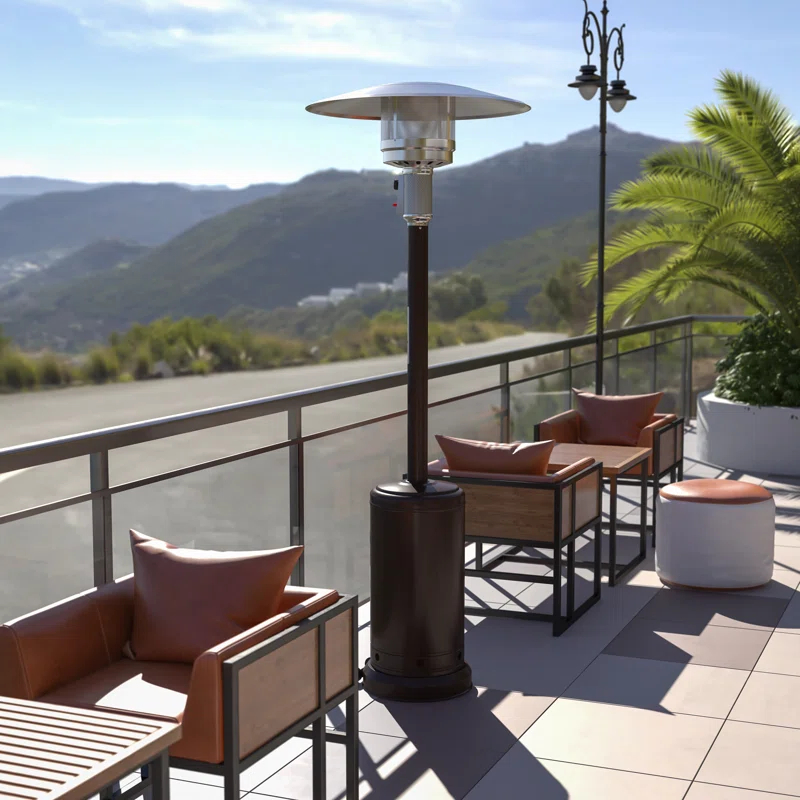 Sol 7.5' Stainless Steel Outdoor Patio 40,000 BTU Propane Heater with Wheels for Commercial & Residential Use