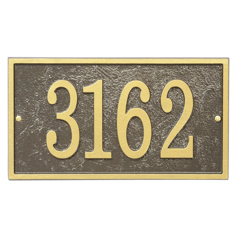 Bronze and Gold Rectangular Metal Address Plaque