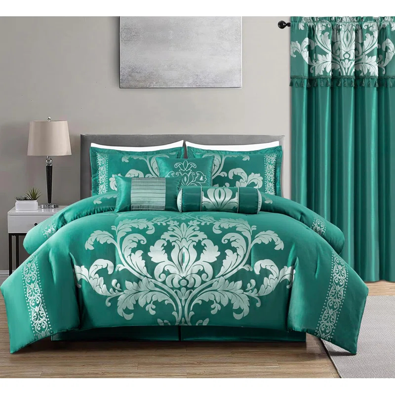 Royale Jacquard Floral 7 Piece Comforter Set