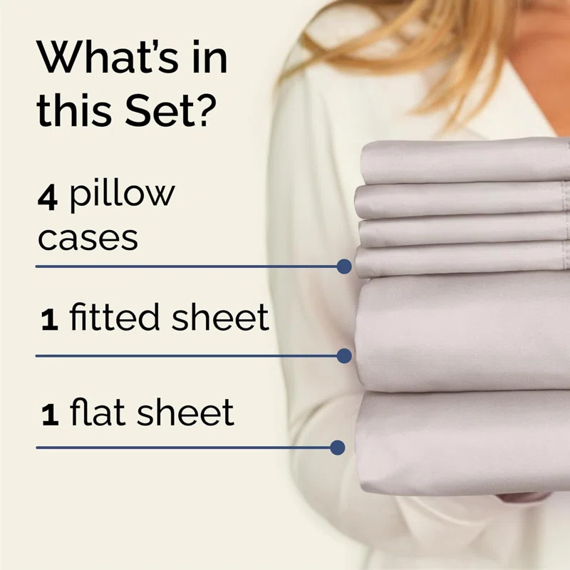 CGK Linens 6 Piece Soft & Cooling Solid Sheet Set - Wrinkle Free Luxury Bed Sheets