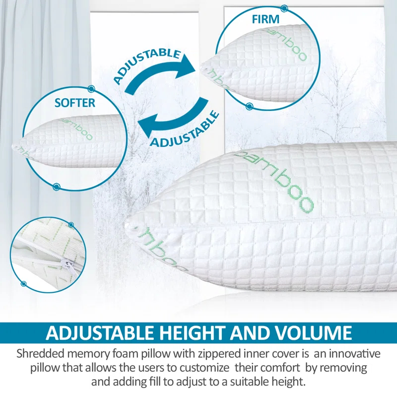 Beyers Rayon from Bamboo Cooling Memory Foam Firm Support Pillow (Set of 2)