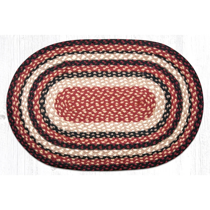 Earth Rugs Burgundy/Black/Tan Braided Area Rug