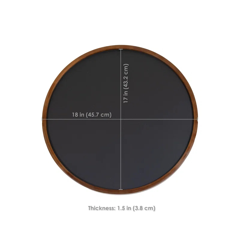 Inbox Zero Round Magnetic Wall Chalkboard With Rustic Brown Frame