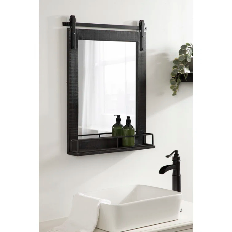 Joss & Main Enora Wood Mirror with Shelves