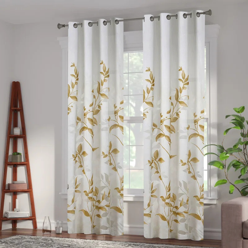 Madison Park Cecily Floral Printed Burnout Sheer Grommet Single Curtain Panel