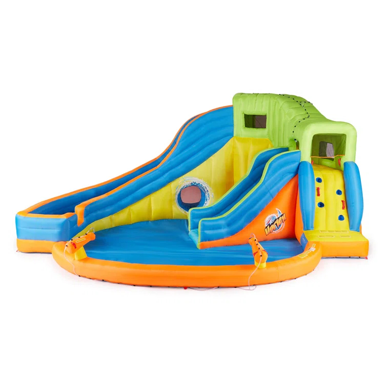 Banzai Banzai Pipeline Twist Kids Inflatable Outdoor Water Pool Aqua Park and Slides
