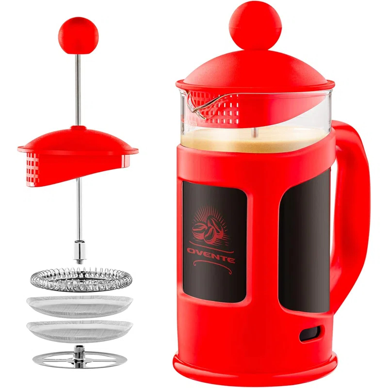 Ovente OVENTE 12 Ounce French Press Coffee Tea and Espresso 4 Filter Stainless-Steel FPT12R