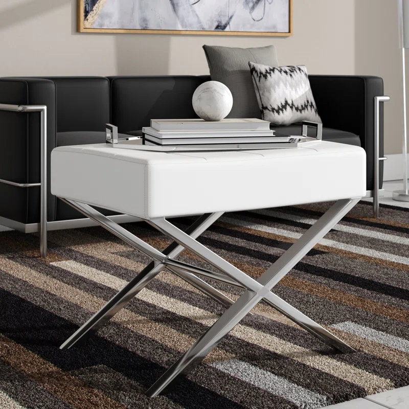 Ivy Bronx Halewood Faux Leather Ottoman