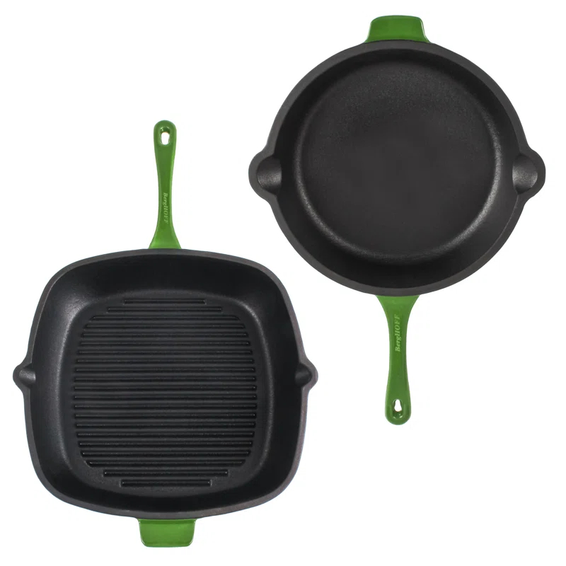 BergHOFF BergHOFF Neo 2Pc Cast Iron Cookware Set with Fry Pan and Grill Pan Set