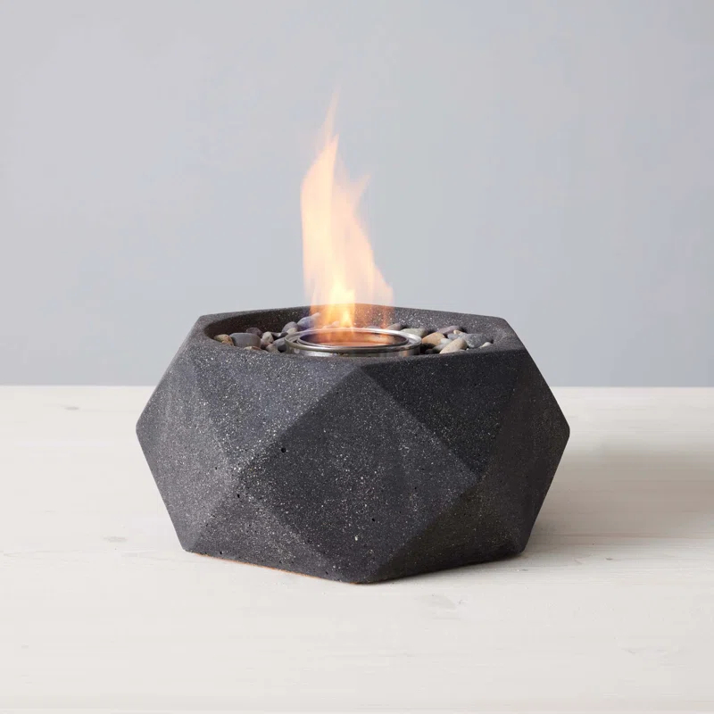 TerraFlame TerraFlame Geo Concrete Table Top Gel Fuel Fire Bowl - Indoor and Outdoor Use