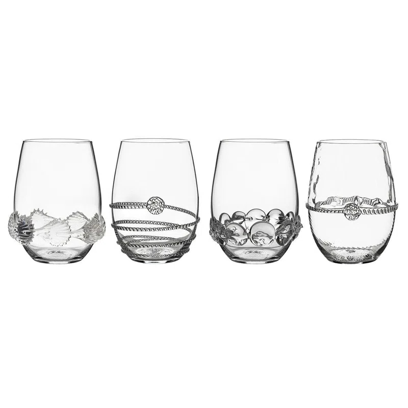Juliska Heritage 12 oz. Stemless Wine Glass Assorted (Set of 4)