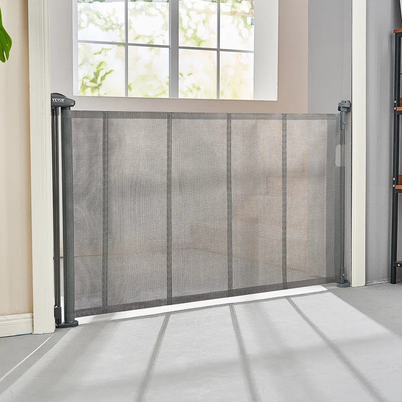 VEVOR VEVOR Retractable Gate Black Plastic Wall Mounted Pet Gate