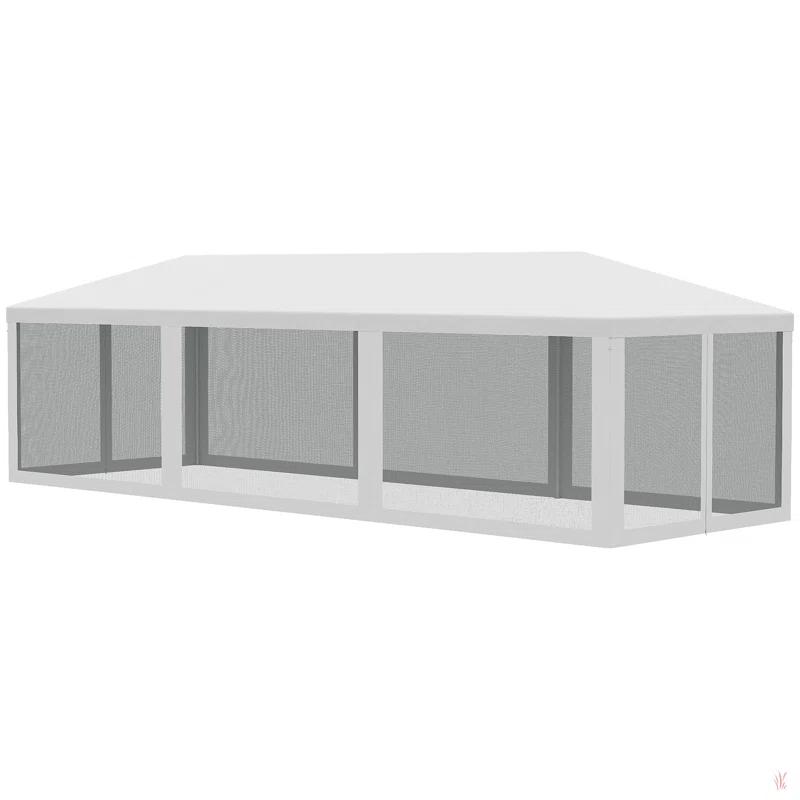 Tryimagine Outsunny 10' X 28' Party Tent Canopy, Outdoor Event Shelter Gazebo With 8 Removable Mesh Sidewalls, Zipper Doors, Steel Frame