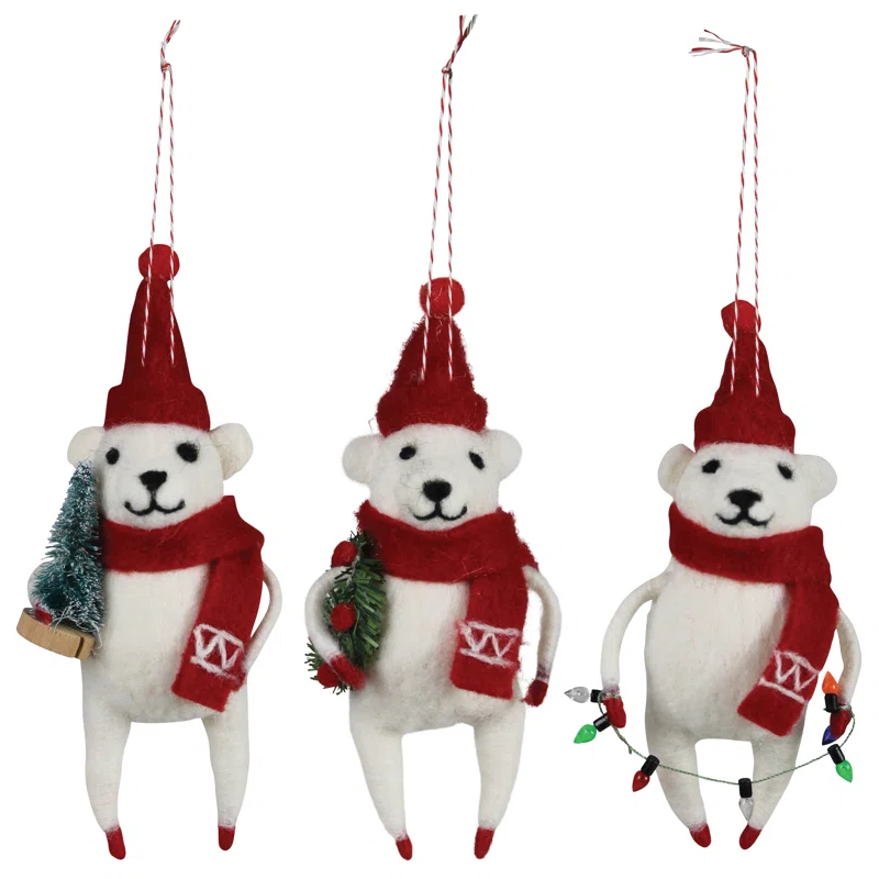 The Holiday Aisle® Fabric Animals Hanging Figurine Ornament (Set of 3)