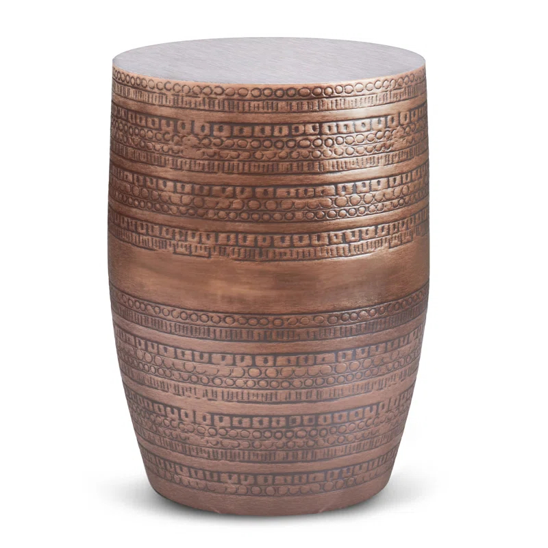 Dakota Fields Johnsen 15 in Large Iron Metal Drum Accent Side End Table