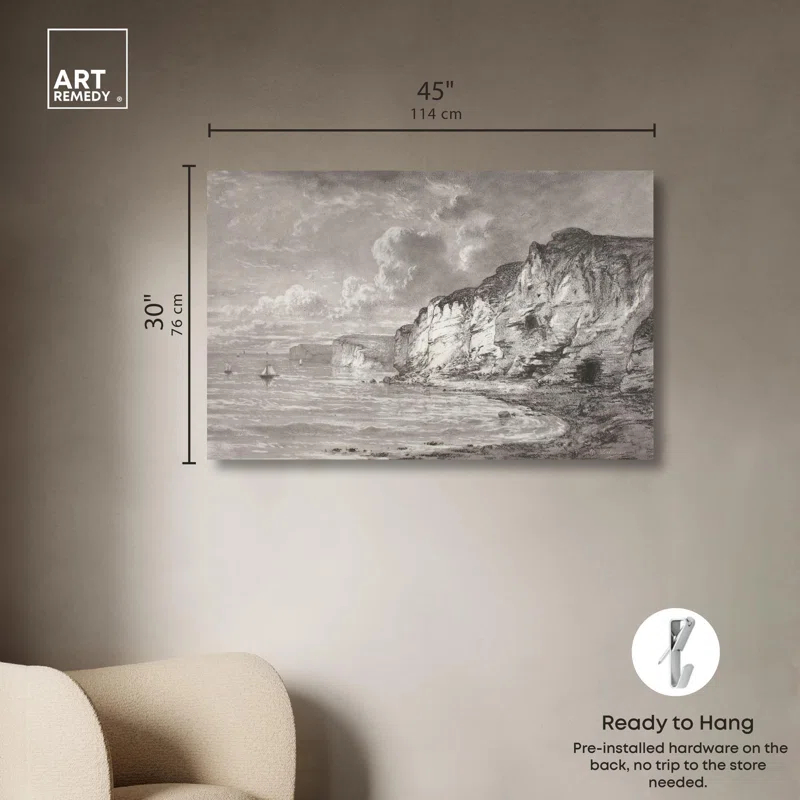 Art Remedy Cliffs along Normandy Coast Canvas Vintage Art Prints by Art Remedy