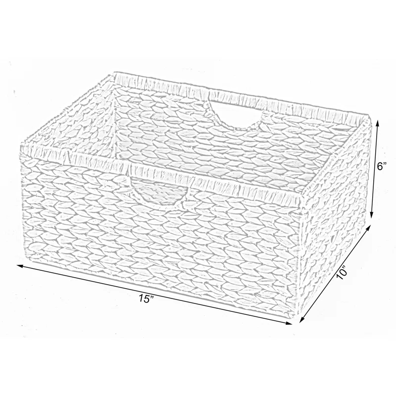 Highland Dunes Small Hyacinth Basket - Rustic Handwoven Multipurpose Foldable Storage Organizer Decorative Laundry Totes and Woven Storage Bin for Bedroom, Living Room, Bathroom, Pantry and Closet