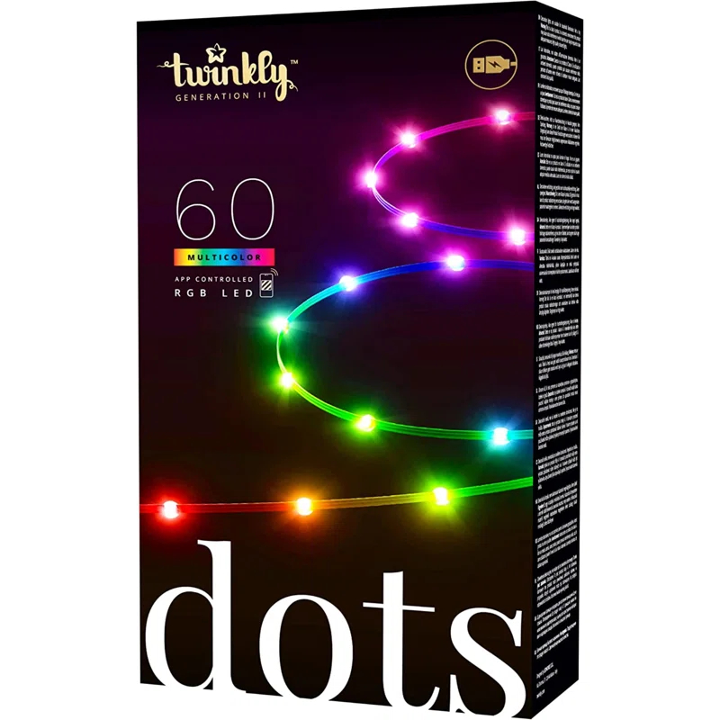 Twinkly Twinkly Smart Decoration 60 Multicolor LED App Controlled Dots Lights, Black