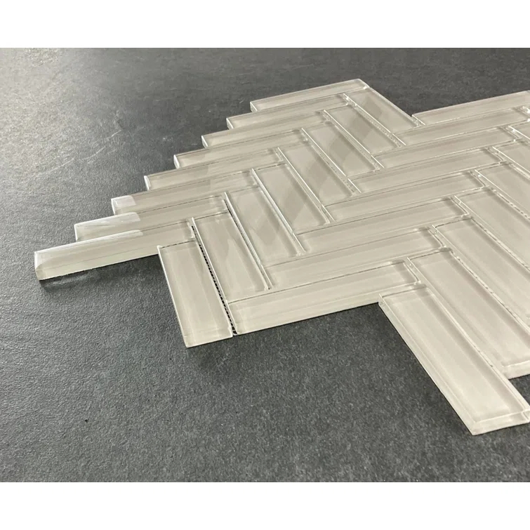 ES Stone 1" x 4" Glass Herringbone / Chevron Mosaic Tile (Set of 10)