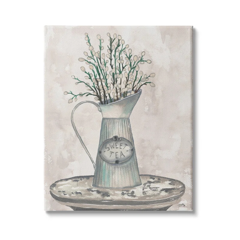 Stupell Industries " Pussy Willow Botanicals Sweet Tea Country Jar " by Elizabeth Medley