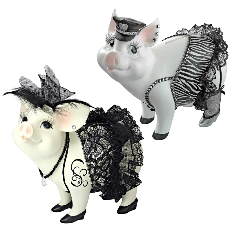 Design Toscano Lace and Lard, Pig Statues