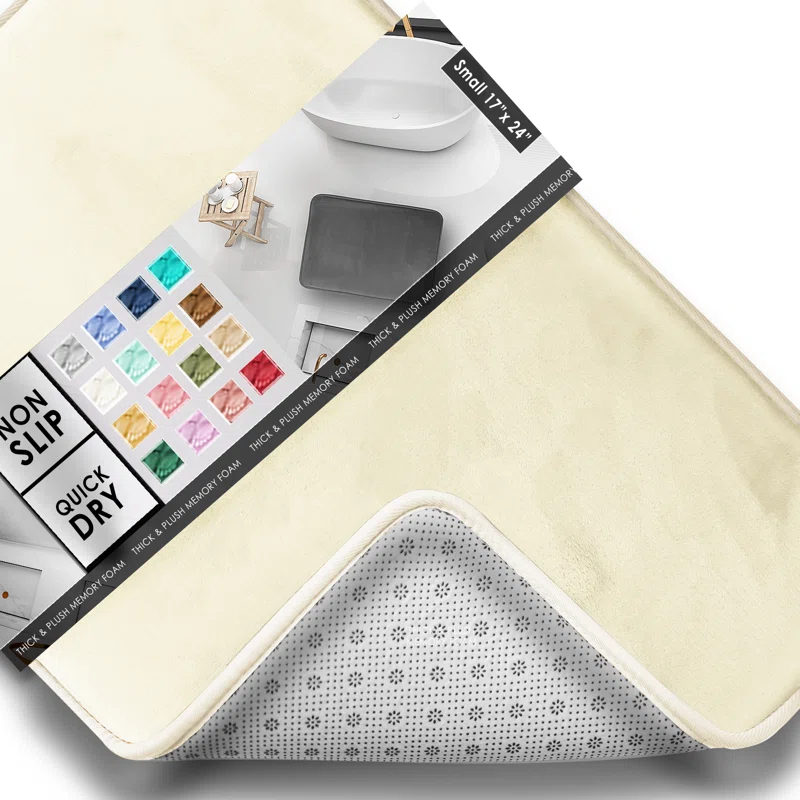 Clara Clark Ultra Soft and Absorbent Memory Foam Bath Rug Set with Non-Slip Backing