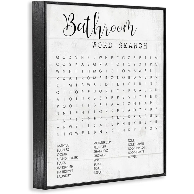 Madison Park Bathroom Search Fun Family Word, Design By Daphne Polselli Wall Art, 11 X 14, Black