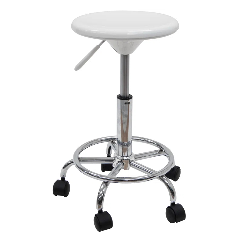 Inbox Zero Cowgill Adjustable Height Industrial Stool with Footring Wheels