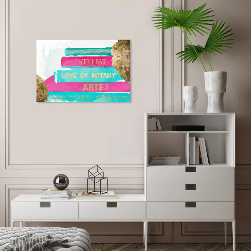 Wynwood Studio Wynwood Studio Fashion and Glam Contemporary Canvas Art - Book Stack Quote Wall Art for Home Decor