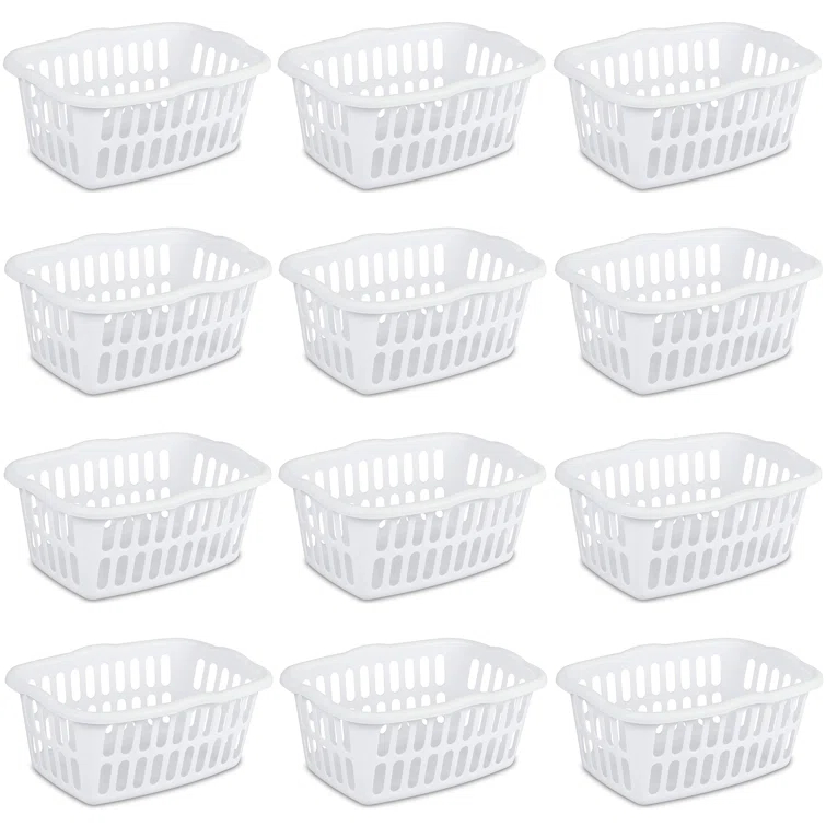 Sterilite Sterilite 1.5 Bu Rectangular Laundry Basket, Classic Design to Carry Clothes to Laundry Room (Set of 12)