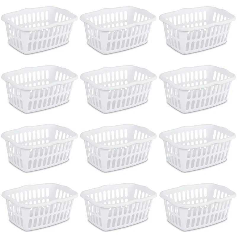 Sterilite Sterilite 1.5 Bu Rectangular Laundry Basket, Classic Design to Carry Clothes to Laundry Room (Set of 12)