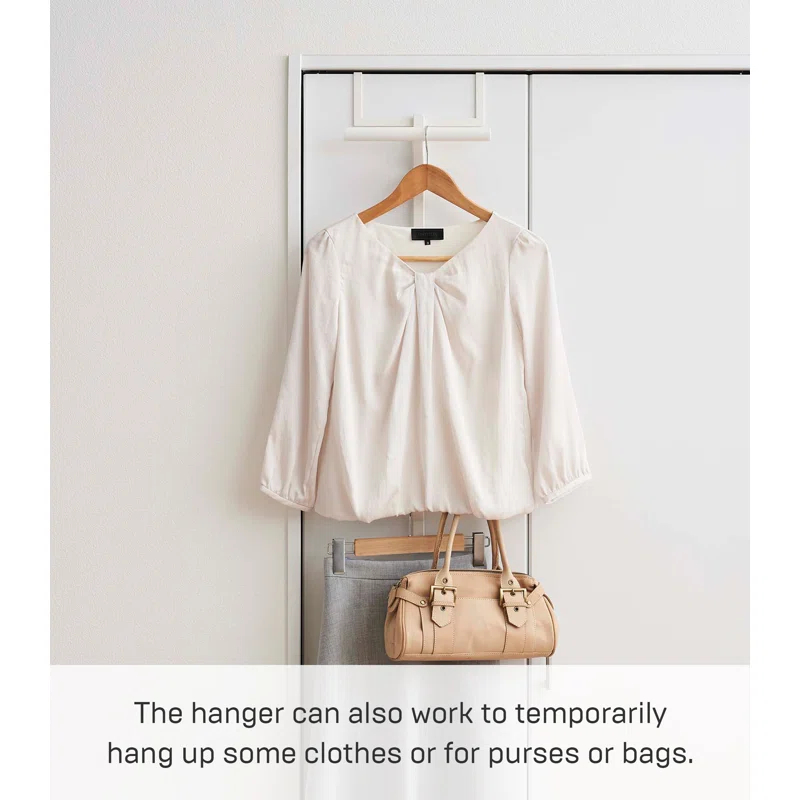 Yamazaki Home Kids' Backpack Over The Door Hanger, Two-Tiered Bookbag Metal Storage Rack