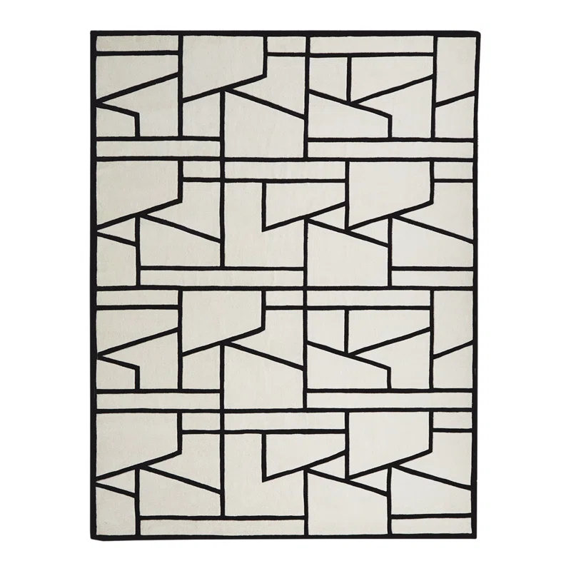 Global Views Zig Zag Rug-Ivory/Black