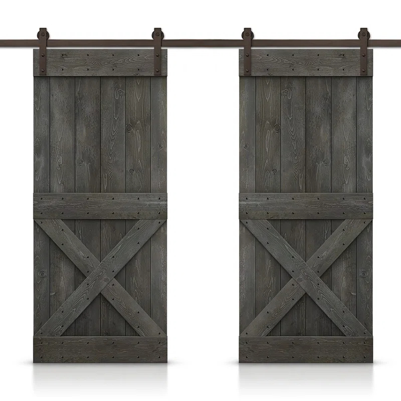 Calhome 84'' Solid Wood Paneled Painted with Installation Hardware Kit Barn Door