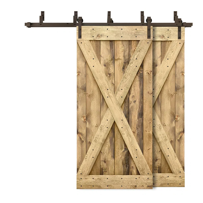 Calhome 84'' Solid Wood Paneled Painted with Installation Hardware Kit Barn Door
